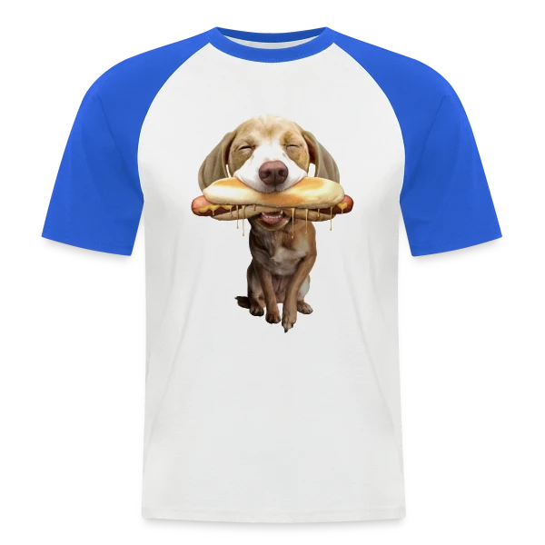 Chien Gourmand Hotdog sur T-shirt baseball manches courtes Homme
