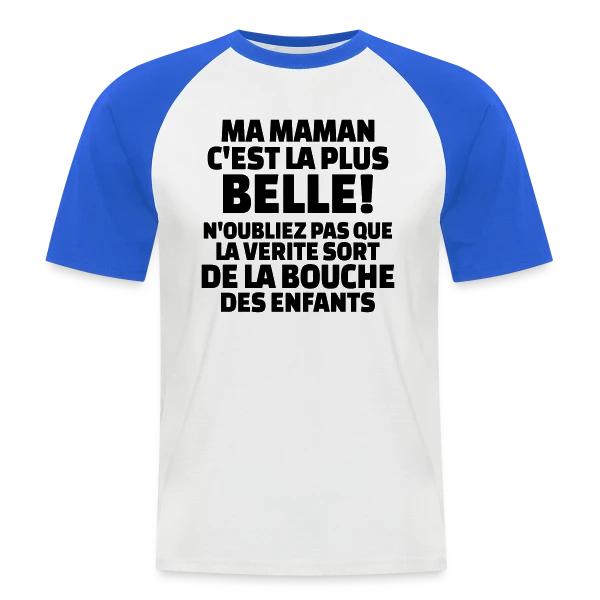"Ma Maman, La Plus Belle du Monde" : Amour Infini sur T-shirt baseball manches courtes Homme