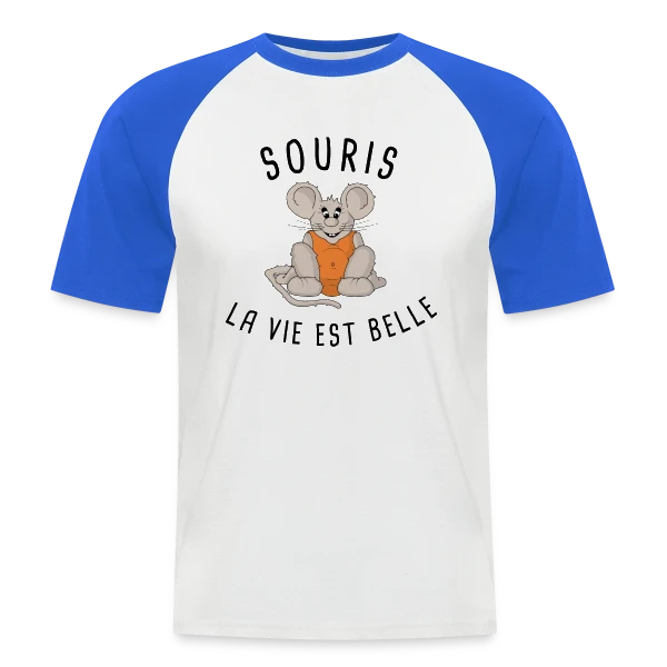 Souris : La Vie est Belle ! sur T-shirt baseball manches courtes Homme