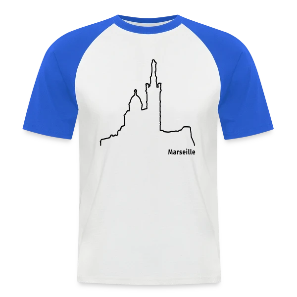 Skyline Marseille Bonne Mère sur T-shirt baseball manches courtes Homme