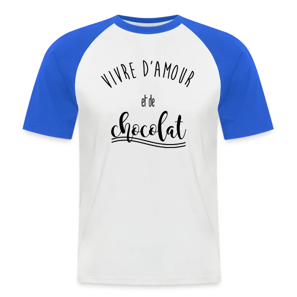Vivre d'Amour et de Chocolat sur T-shirt baseball manches courtes Homme