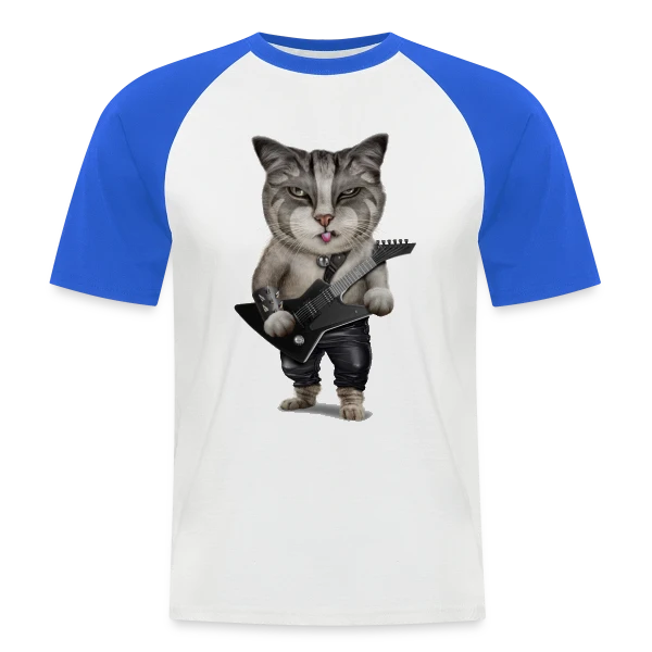 Metalcat : Le Chat Métalleux sur T-shirt baseball manches courtes Homme