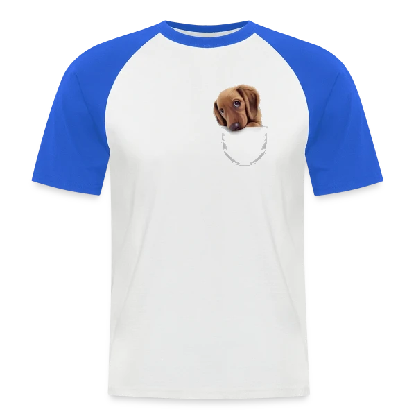 Chien de Poche sur T-shirt baseball manches courtes Homme