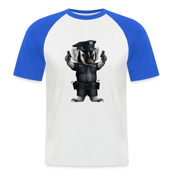 Blaireau Police sur T-shirt baseball manches courtes Homme