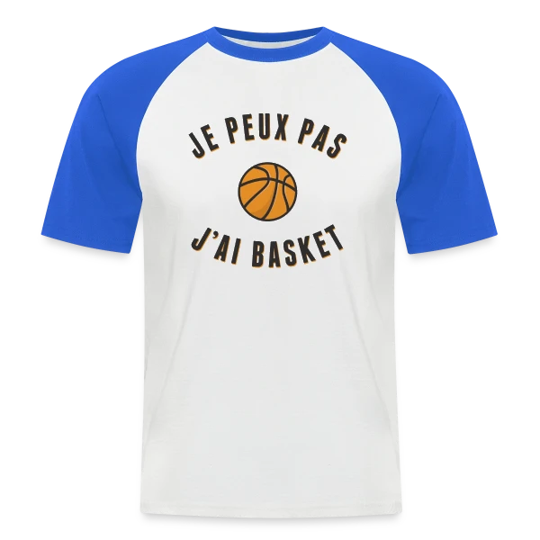Je peux pas, j'ai basket ! L'excuse idéale sur T-shirt baseball manches courtes Homme
