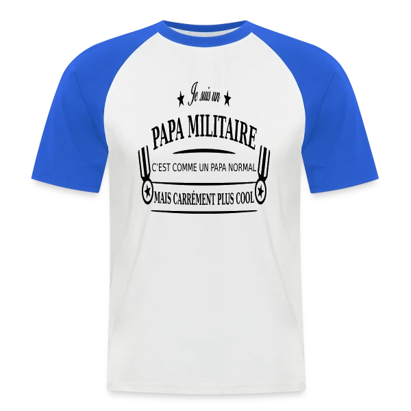 Papa Héro Militaire sur T-shirt baseball manches courtes Homme