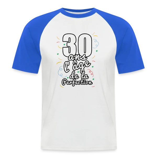 Trentenaire Stylé sur T-shirt baseball manches courtes Homme