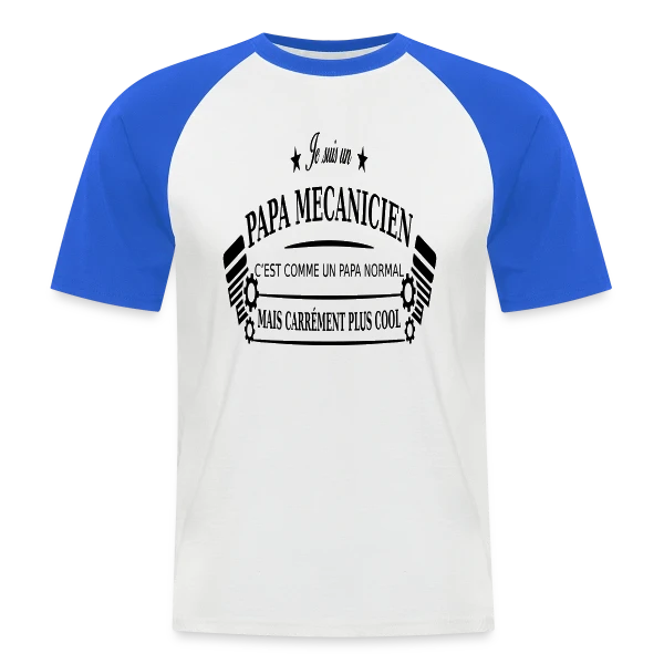Papa Mécanicien Pro sur T-shirt baseball manches courtes Homme