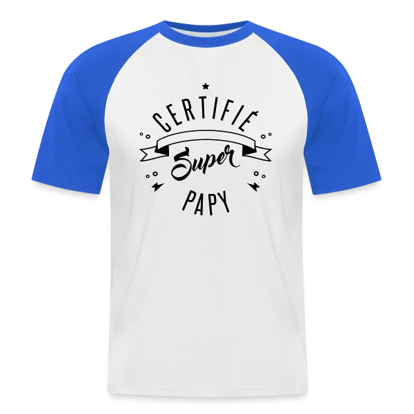 Certifié Super Papy sur T-shirt baseball manches courtes Homme