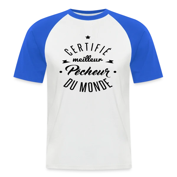 Certifié Meilleur Pêcheur sur T-shirt baseball manches courtes Homme