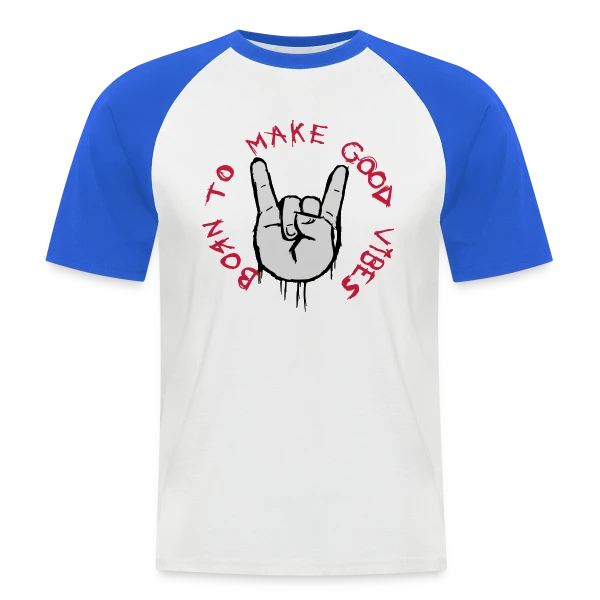 Good Vibes Main Cornue Rock sur T-shirt baseball manches courtes Homme