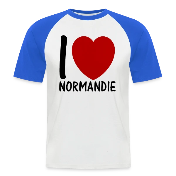 J'aime la Normandie sur T-shirt baseball manches courtes Homme