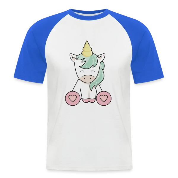 Licorne Kawaii Mignonne sur T-shirt baseball manches courtes Homme