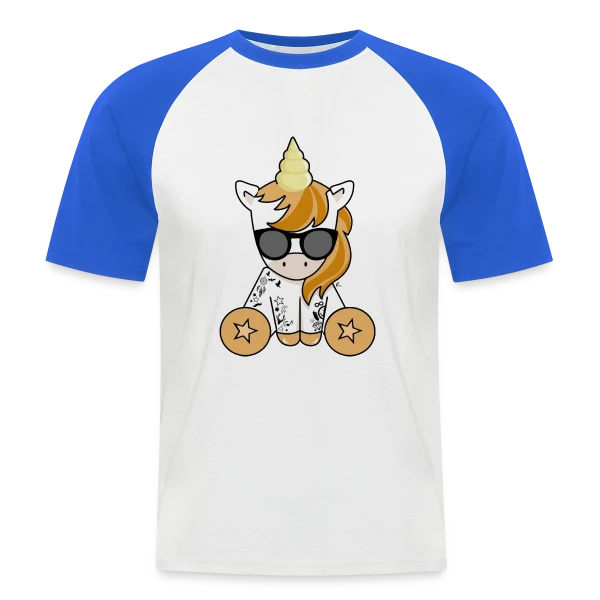 Licorne Hipster Stylée sur T-shirt baseball manches courtes Homme