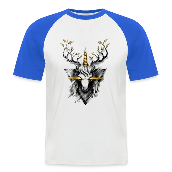 Cerf Licorne Doré sur T-shirt baseball manches courtes Homme