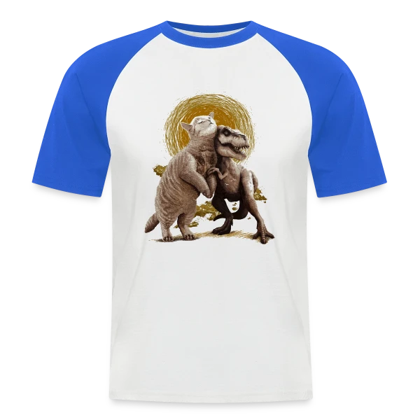 Chats et Dinos Amis : L'Aventure Décalée sur T-shirt baseball manches courtes Homme