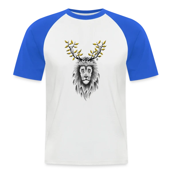 L'Esprit Sauvage : Cerf & Lion sur T-shirt baseball manches courtes Homme