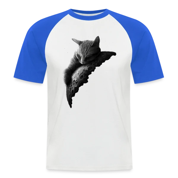Mooncat : Le Chat de la Lune sur T-shirt baseball manches courtes Homme
