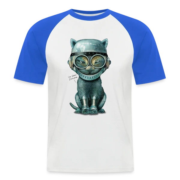 Chat Malin : Curiosité Féline sur T-shirt baseball manches courtes Homme