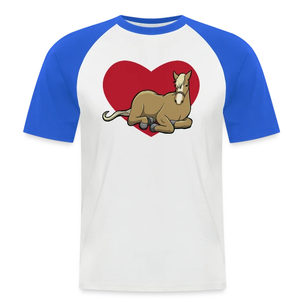 Cheval Câlin Cœur Rouge sur T-shirt baseball manches courtes Homme