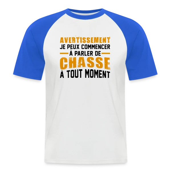 Chasseur : Attention Humour Sauvage ! sur T-shirt baseball manches courtes Homme