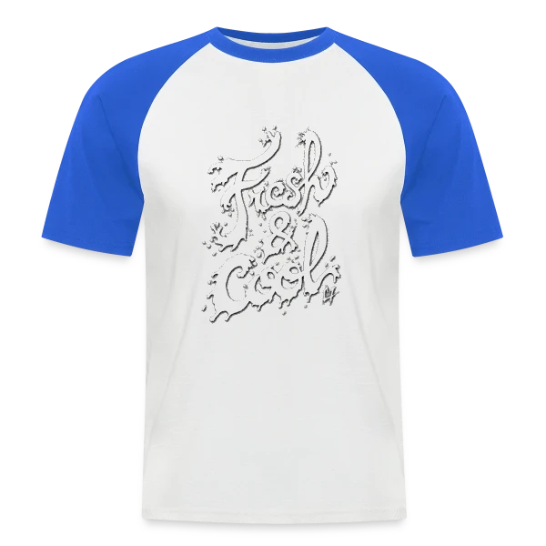 Typographie Aqua Fraîcheur sur T-shirt baseball manches courtes Homme