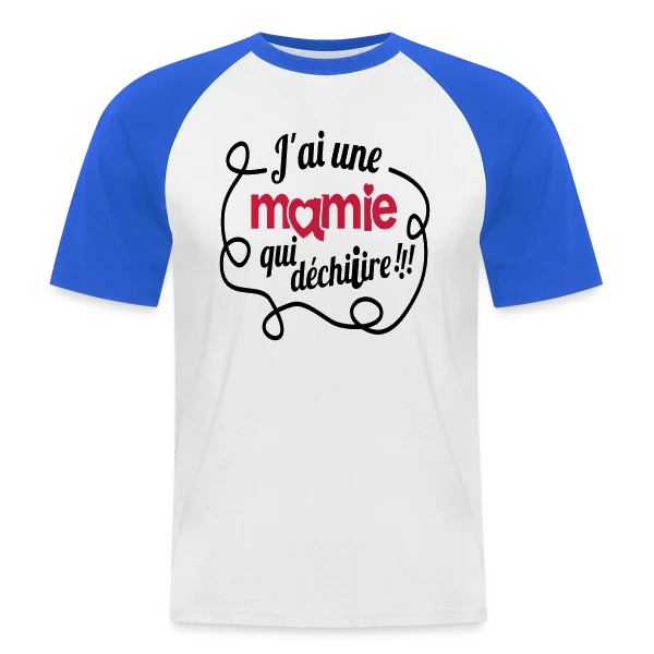 'Ma Mamie Déchire !' : Cadeau Original pour Super Grand-mère sur T-shirt baseball manches courtes Homme