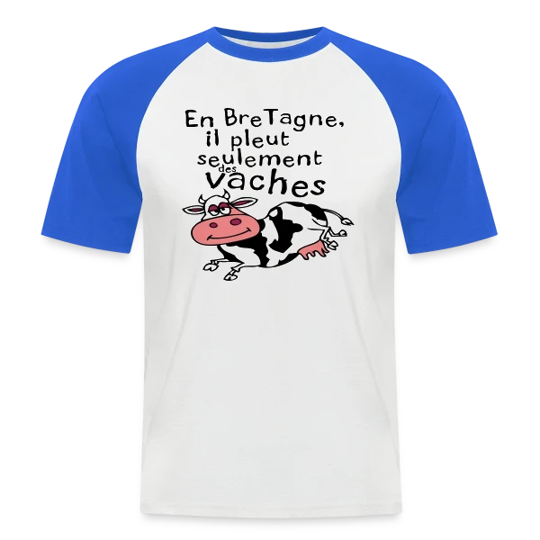 Bretagne Pluie Vaches sur T-shirt baseball manches courtes Homme