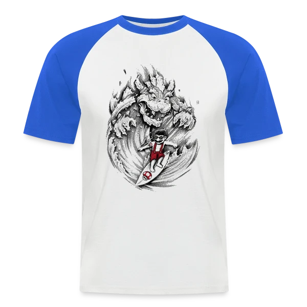 Mario, le Surfeur de Bowser sur T-shirt baseball manches courtes Homme