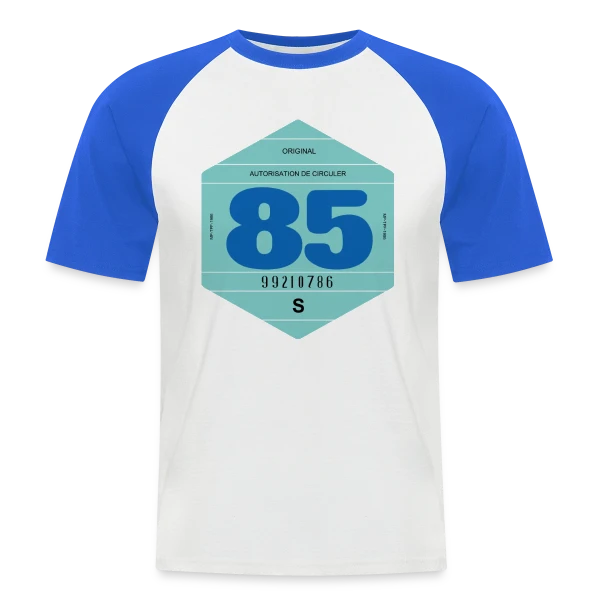 Vignette Rétro Automobile France 1985 sur T-shirt baseball manches courtes Homme