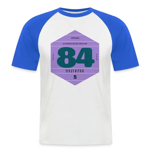 Vignette Automobile 1984 Rétro France sur T-shirt baseball manches courtes Homme