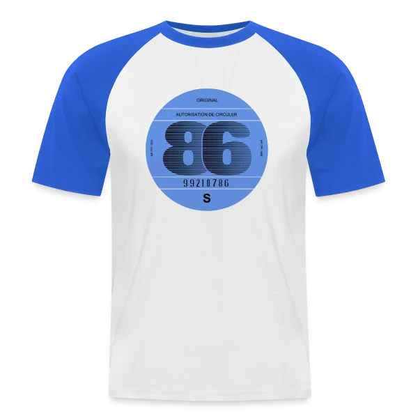 1986: Icône Rétro Automobile Française sur T-shirt baseball manches courtes Homme