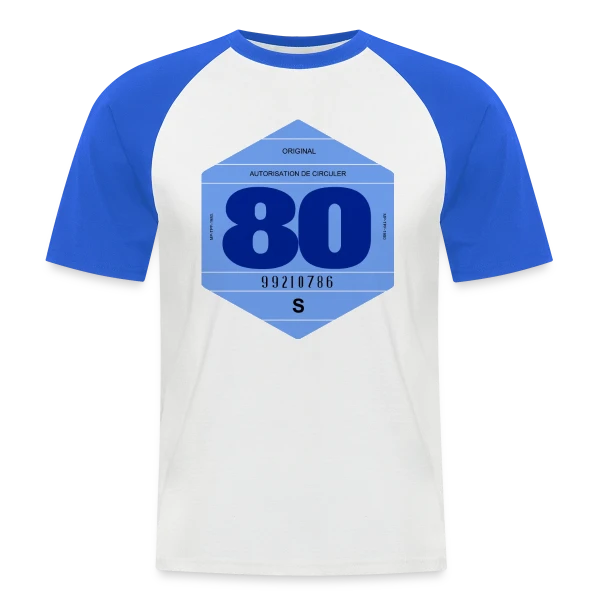 Vignette Automobile Rétro France Années 80 sur T-shirt baseball manches courtes Homme