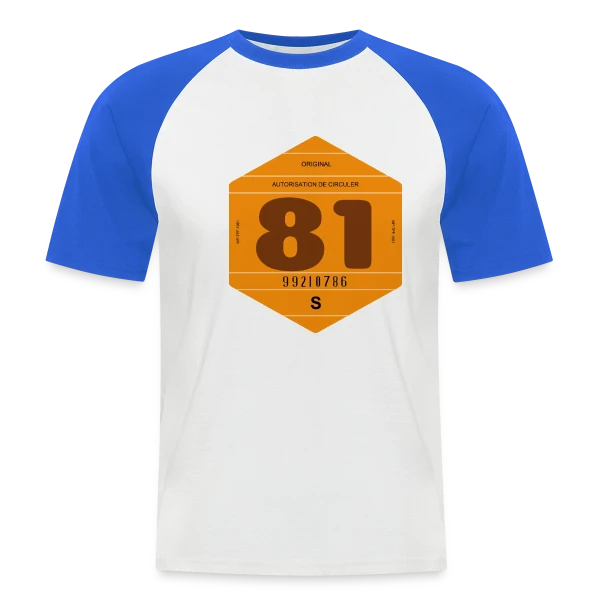 Vintage Vignette Automobile France 1981 sur T-shirt baseball manches courtes Homme