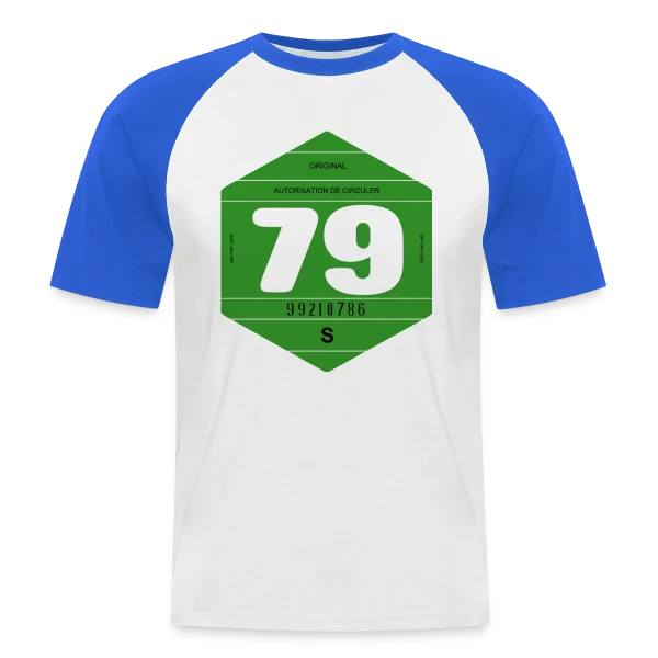 Vignette Automobile Vintage France 1979 sur T-shirt baseball manches courtes Homme