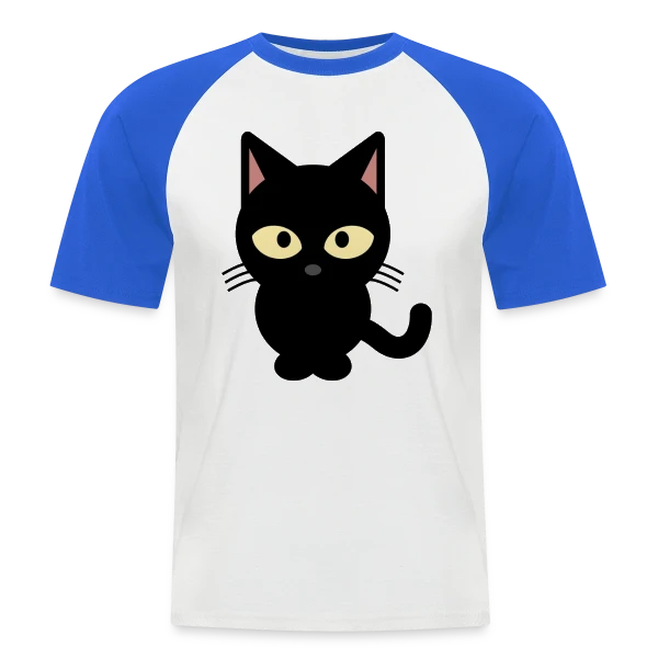 Chat Noir Mystérieux sur T-shirt baseball manches courtes Homme