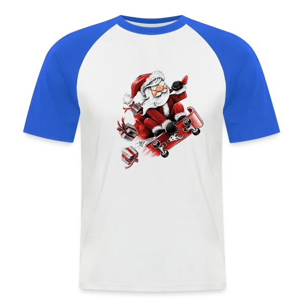 Père Noël Skateur Fou sur T-shirt baseball manches courtes Homme