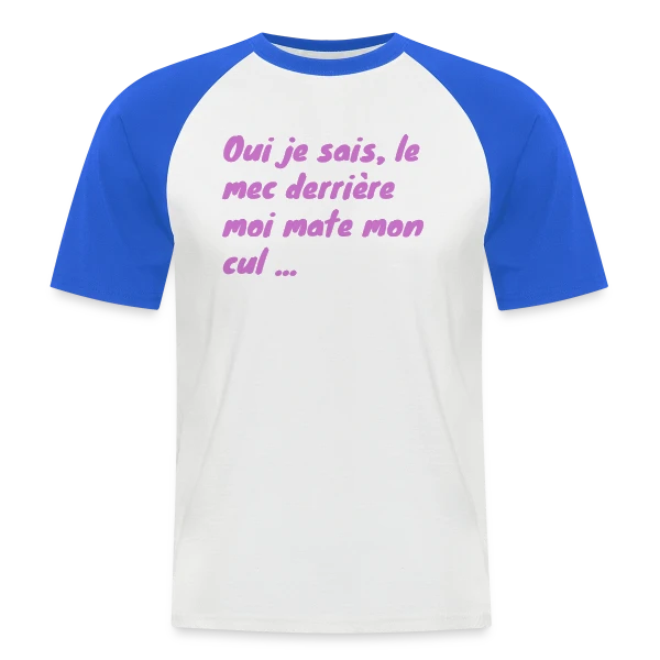 Humour Fessier Rose sur T-shirt baseball manches courtes Homme