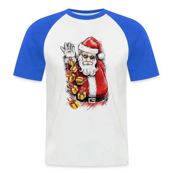 Père Noël Stylé et Généreux sur T-shirt baseball manches courtes Homme