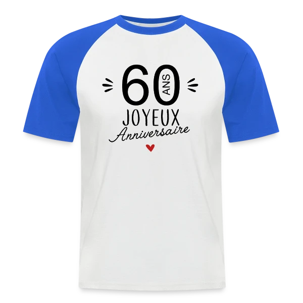 Joyeux Anniversaire 60 Ans – Édition Spéciale sur T-shirt baseball manches courtes Homme