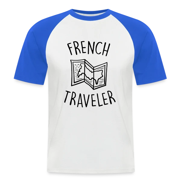 Voyageur Français Carte sur T-shirt baseball manches courtes Homme