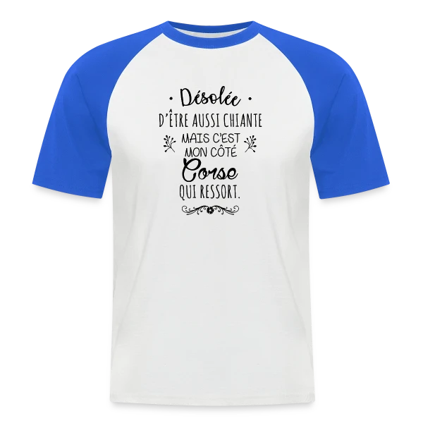 Mon Caractère Corse sur T-shirt baseball manches courtes Homme