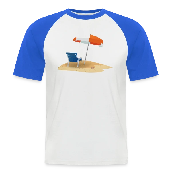 Parasol et Transat Plage sur T-shirt baseball manches courtes Homme