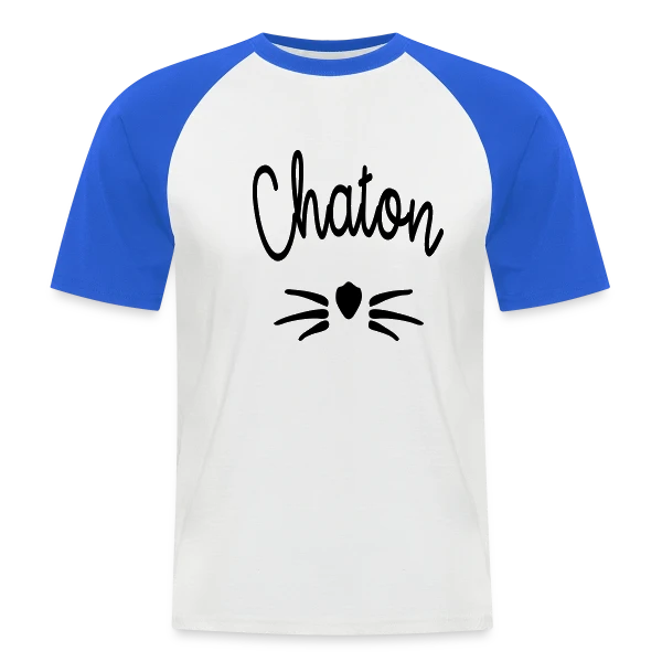 Chaton Moustaches sur T-shirt baseball manches courtes Homme