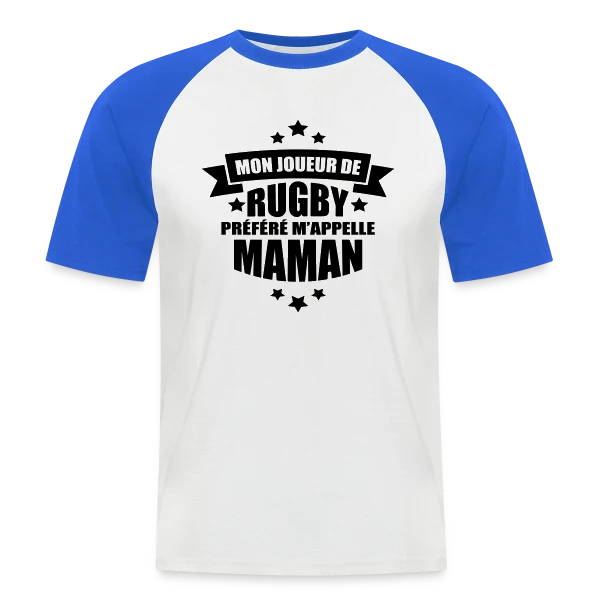 Mon Joueur de Rugby Préféré M'appelle Maman sur T-shirt baseball manches courtes Homme