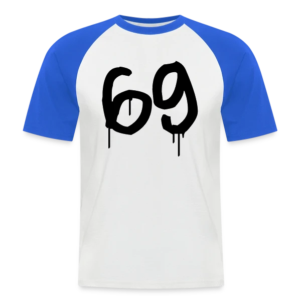 Numéro 69 Graffiti sur T-shirt baseball manches courtes Homme