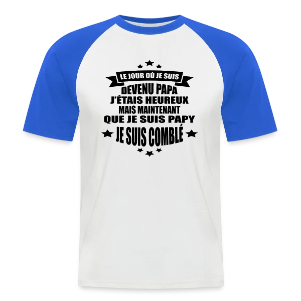 Papy Comblé : Fierté Grand-Parentale Affichée sur T-shirt baseball manches courtes Homme