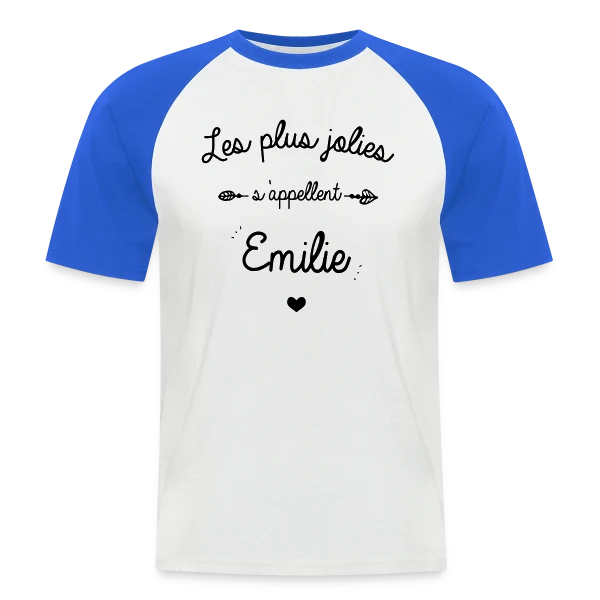 Prénom 'Émilie' - Le Cadeau Personnalisé Idéal sur T-shirt baseball manches courtes Homme