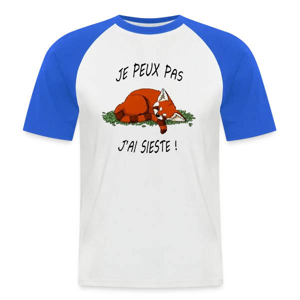Panda Roux Sieste sur T-shirt baseball manches courtes Homme