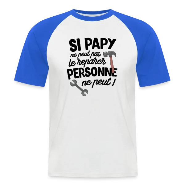 Super Papy Bricoleur sur T-shirt baseball manches courtes Homme